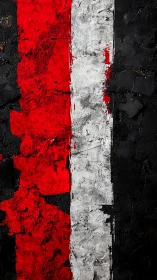 Textured red white black stripes create bold abstract contrast.