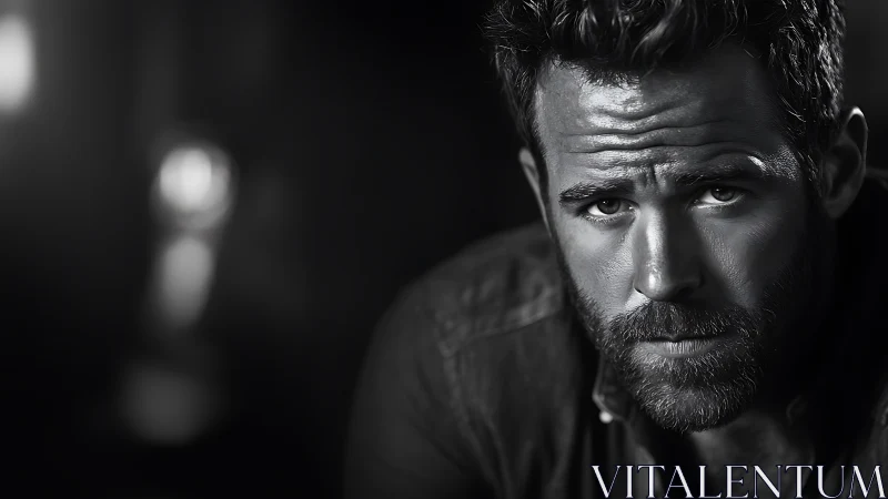 High contrast monochrome male portrait with shallow depth focus