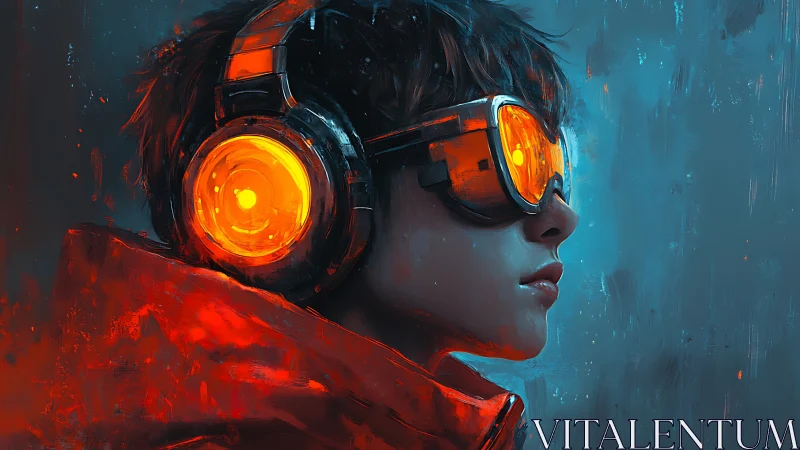 Neon headphones ignite a quiet pilot of painted city noise