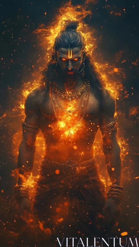 Fiery ascetic warrior engulfed in swirling divine flames.
