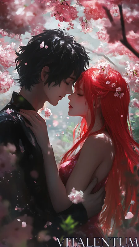 Blossom-kissed lovers paused beneath a trembling spring sky.