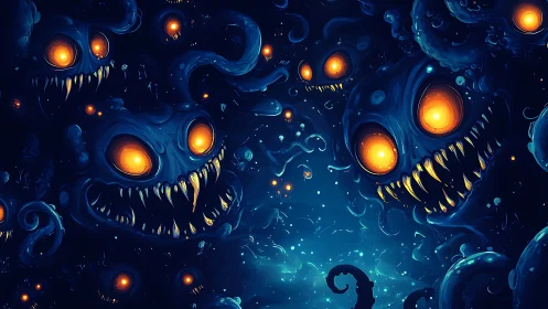 Luminescent deep-sea entities display multiple orange eye clusters