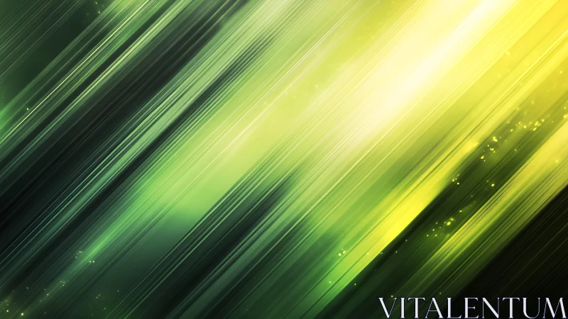 Abstract green and yellow diagonal light streaks digital art.