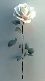 Single white rose glows softly against a muted teal background