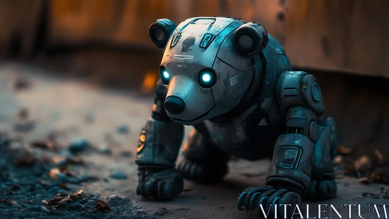 Robotic quadruped bear unit maintains low crouched stance