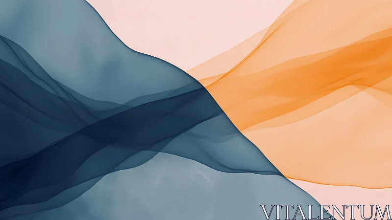 Translucent blue and orange waveforms intersect in soft gradient space