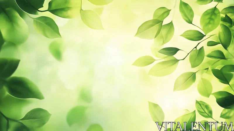 Diffuse backlit foliage with soft green bokeh gradients