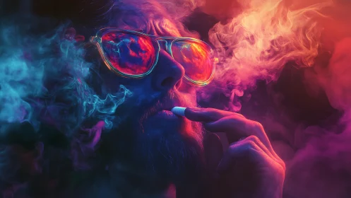 Neon dreamer exhales color storms through luminous shades.