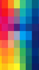 Colorful pixel rainbow grid bursting with playful energy.