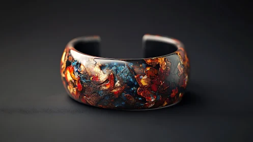 Molten mineral cuff bracelet with high-gloss enamel surface.