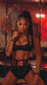 Urban Nightlife Portrait with Warm Neon Ambient.