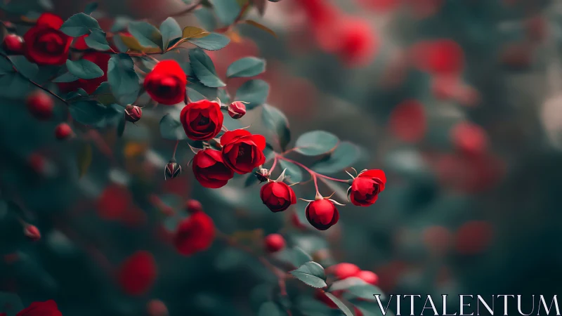 Crimson Roses with Selective Focus Depth.
