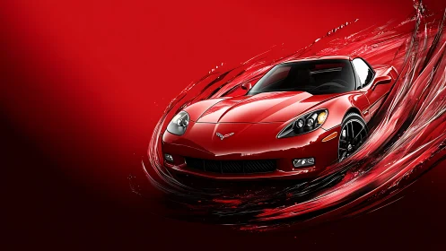 Red performance coupe in dynamic fluid-motion render.