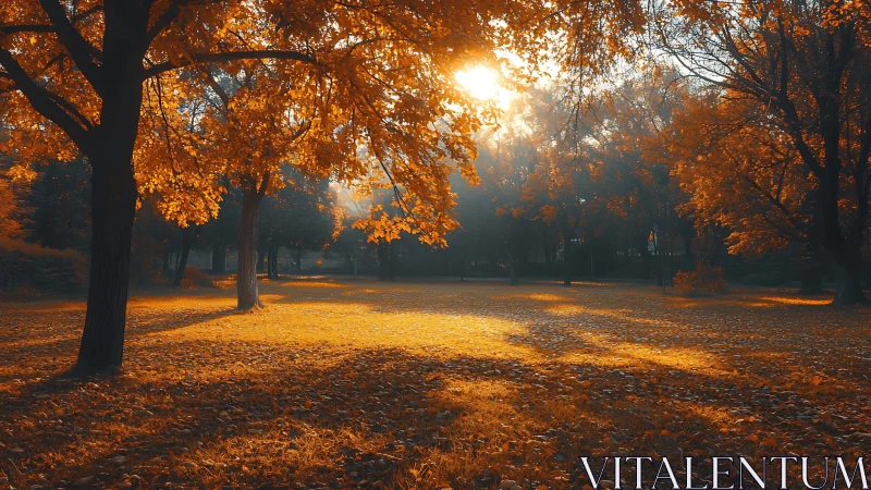 Sunlit leaves quietly choreograph an amber woodland stage