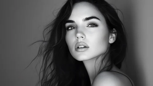 High contrast monochrome portrait with shallow depth and soft key light