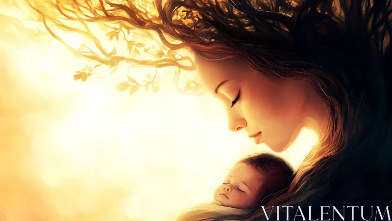 Mother and Child in Golden Light.