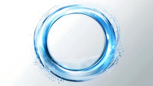 Blue liquid circular ring forms clean translucent loop