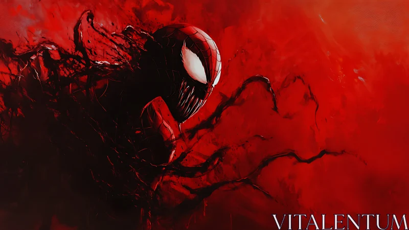 Symbiotic Spider-like entity emerges from viscous crimson void