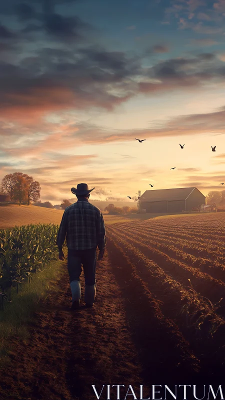 Sunrise stroll crowns the quiet devotion of a lone farmer