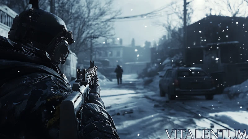 Snowbound marksman tracks a lone silhouette downrange.