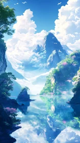 Vertical alpine lake vista renders ethereal atmospheric depth