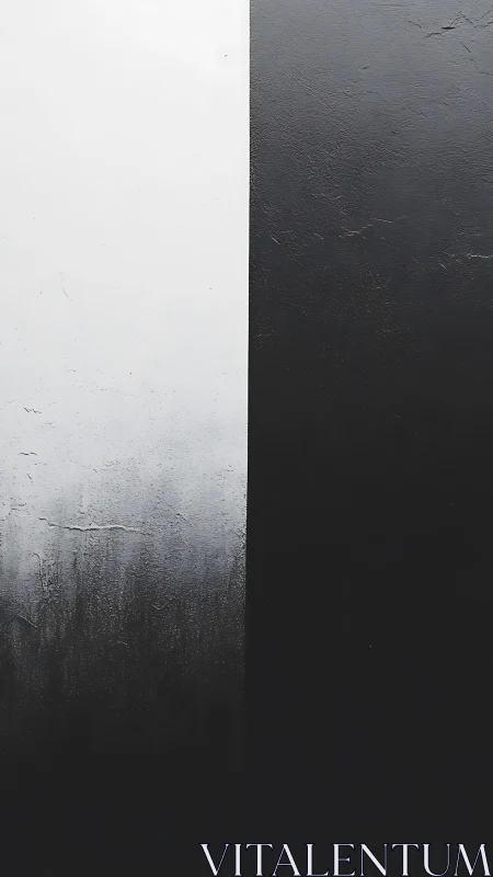 Vertical black and white textured wall surface division.