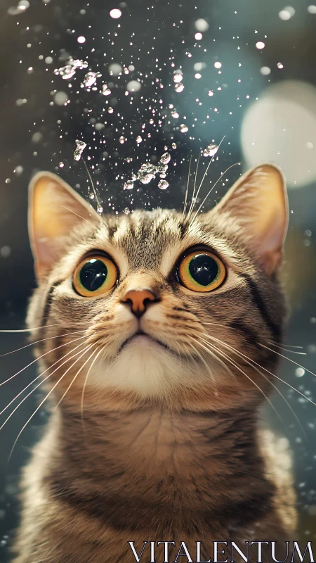Digitally Rendered Feline with Particle Dispersion Effect and Wide-Angle Volumetric Lighting