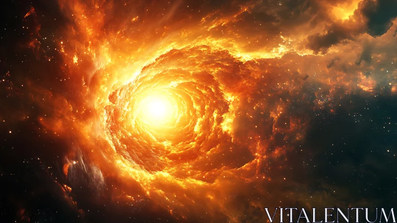 Fiery stellar vortex swirling in deep interstellar space.