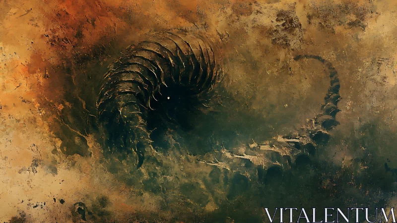 Monochrome chthonic coil with segmented exoskeletal spine form