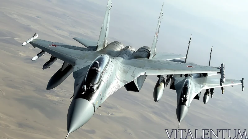 Twin desert raptors carve silver shockwaves through silence