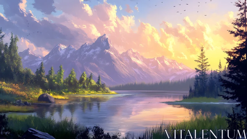 Sunlit mountain lake welcoming a quiet moment of wonder.