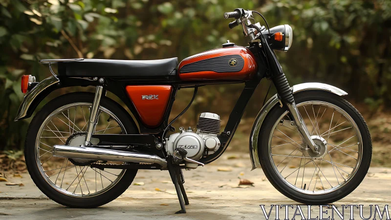 Vintage red commuter motorcycle rendered in sharp side profile