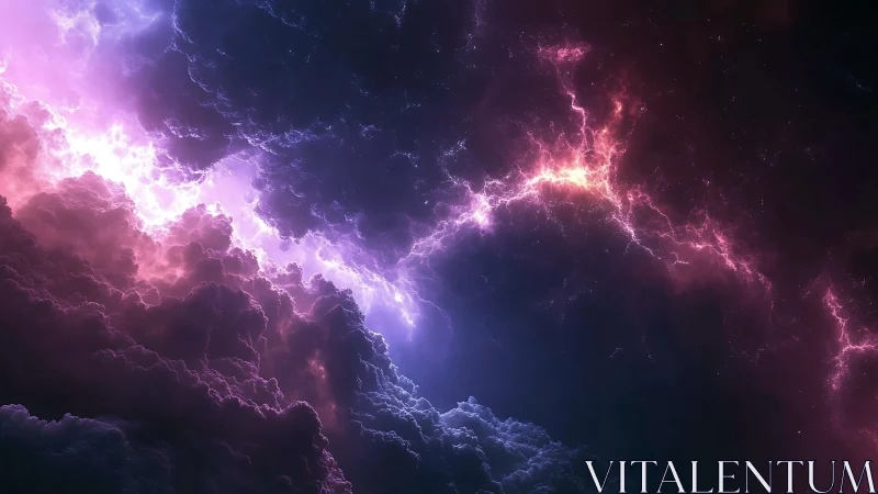 Nebular storm front with luminous plasma rift and cloud strata