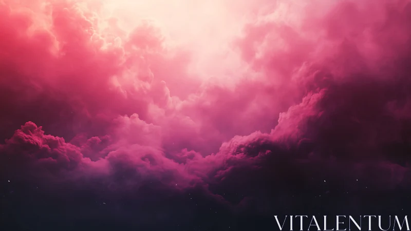 Radiant magenta storm clouds under glowing zenith light.