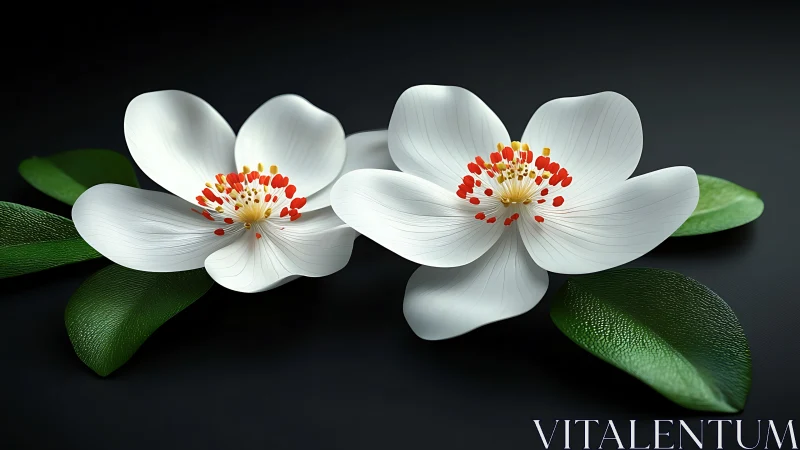 White Blossom Diptych: Hyperrealistic Digital Floral Study.