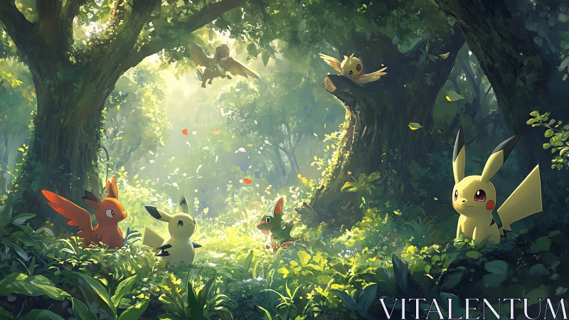 Pikachu and Friends in Enchanted Forest.