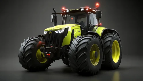 High-gloss dual rear-wheel agricultural tractor, studio render