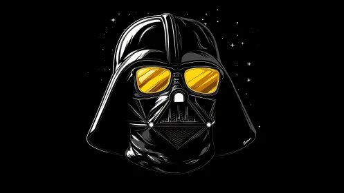 Vector sci‑fi helmet portrait with reflective neon lenses.