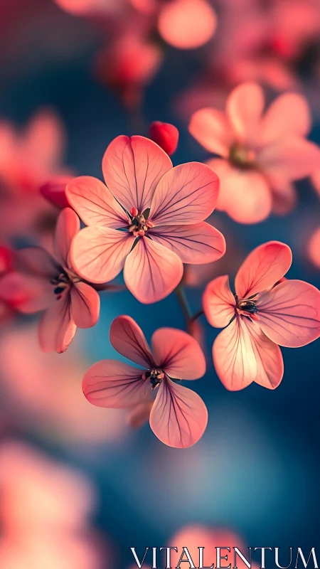 Geranium petals with directional veining and shallow depth field. Coral tones.