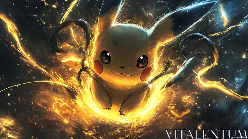 Electric creature unleashes glowing energy in stormy void