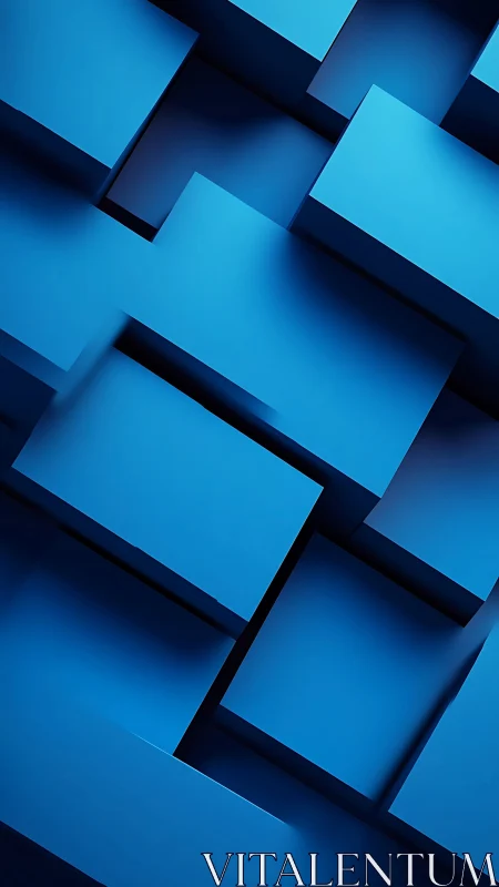 Overlapping blue rectangular blocks form stepped 3D planes