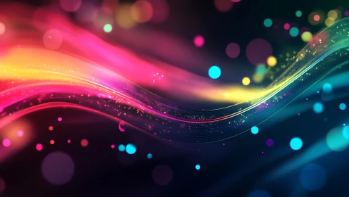 Colorful light waves drifting through a dreamy night sky.