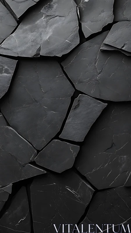 Dark slate stone fragments form cracked irregular surface