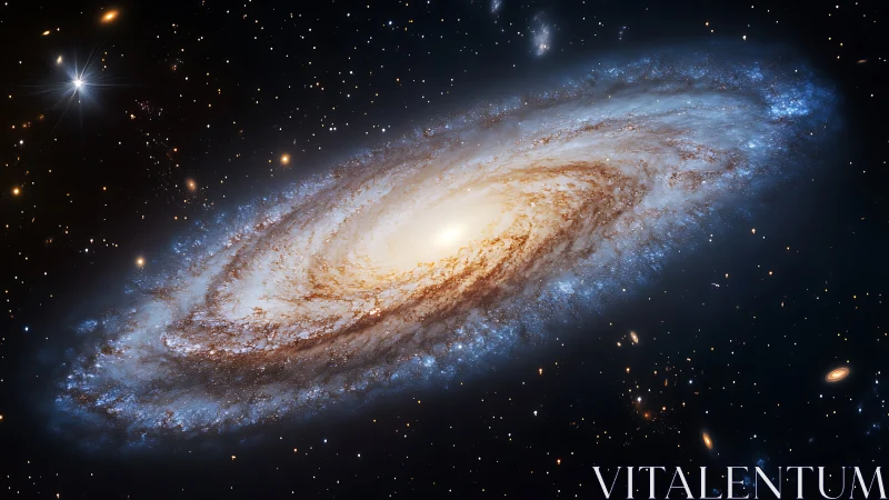 Spiral galaxy core glowing amid dense starfield in space.