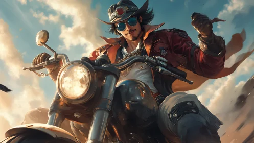 High-spirited biker rides into golden desert adventure