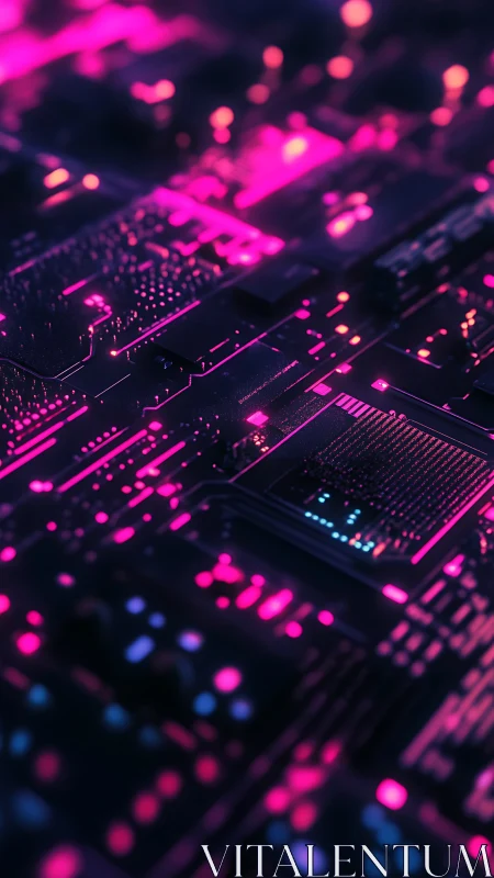 Neon circuitry skyline glowing like a midnight digital city.