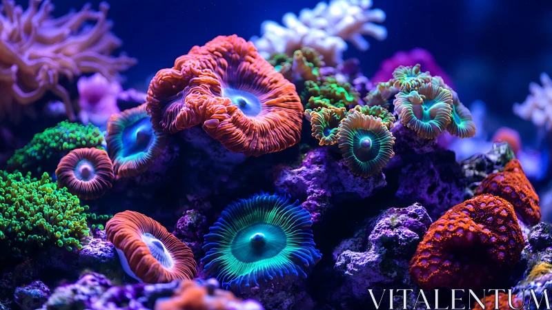 Colorful coral garden glows softly in a peaceful ocean world