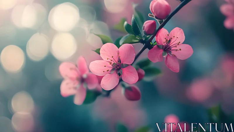 Delicate Pink Blossoms Dance in Soft Spring Light.