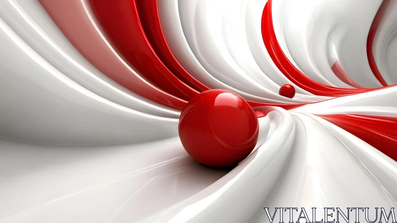 3D gloss red spheres within flowing white ribbon structures.