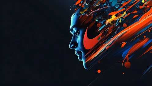 Neon mind races forward in electric strokes of motion.